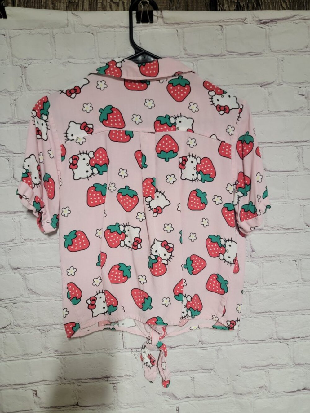 Box Lunch Hello Kitty By Sanrio Strawberry Button Down Blouse - Picture 4 of 4